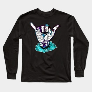 Hang Loose - hand signal and rose design Long Sleeve T-Shirt